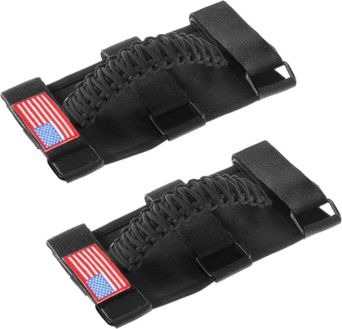 Savadicar Paquete de 2 Asas de Agarre para Barra Antivuelco Manijas de Agarre Compatibles con Jeep Wrangler CJ YJ TJ JK JL 4XE y Gladiator JT Negro