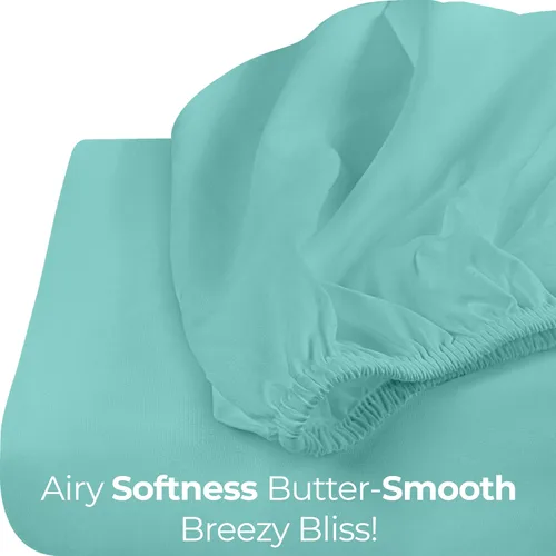Miniatura 7 de Utopia Bedding Sábana Bajera Completa Ajustada - Sábana de Fondo - Bolsillo Profundo - Microfibra Suave - Resistente al Encogimiento y la Azul Spa