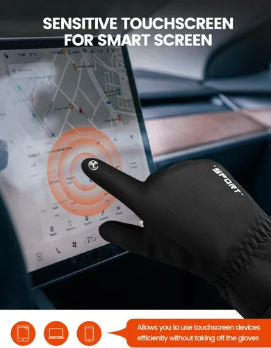Miniatura 5 de Guantes de invierno impermeables y resistentes al viento para mujeres y hombres, guantes de clima frío con dedos para pantalla táctil, guantes