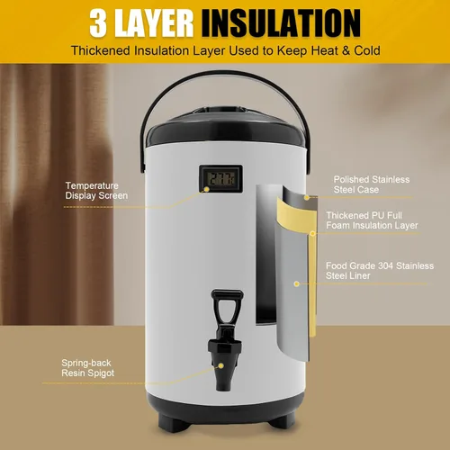 Miniatura 3 de Dispensador de bebidas aislado, dispensador térmico de bebidas frías y calientes de 12 litros/3.17 galones, dispensador de bebidas calientes aislado