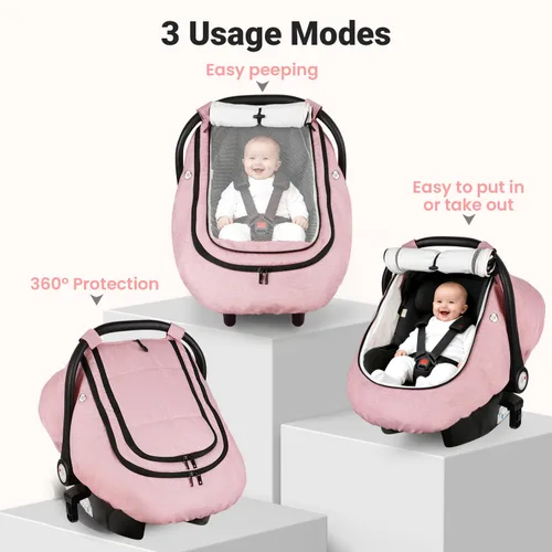 Miniatura 2 de Rquite Funda de asiento de automóvil para bebé, fundas de asiento de automóvil de invierno para niño y niña, funda impermeable para asiento
