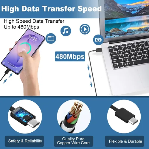 Miniatura 44 de Cargador USB C, carga rápida súper rápida de 25 W tipo C y cable de carga USB C de 6,6 pies para Samsung Galaxy S25/S25 Ultra/S25+/S24/S24