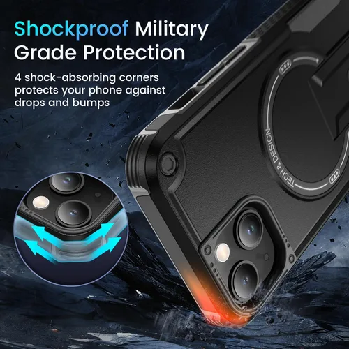 Miniatura 7 de Caka Funda para iPhone 13 y Funda para iPhone 14 [Compatible con Magsafe] [Soporte Invisible Integrado] [Protección Resistente contra Caídas] A