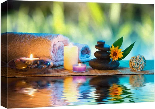 Miniatura 43 de Wall26 - Arte de pared estampado en lienzo con diseño de rocas negras en un lago tropical verde sereno, naturaleza floral, fotografía, realismo
