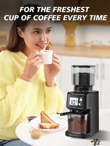 Miniatura 9 de Homtone - Molinillo de café espresso de muelas cónicas, 51 ajustes precisos, molino eléctrico con soporte para portafiltro, ajustable para 2-12
