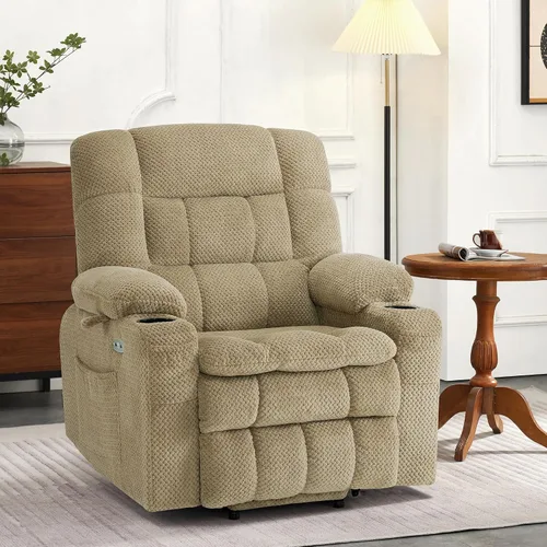 Miniatura 2 de MCombo 7893 - Silla reclinable pequeña de doble motor para ancianos pequeños, silla elevadora de gravedad cero con calor y masaje, posición Beige