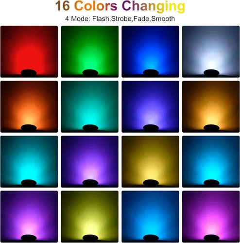 Miniatura 4 de RGBW - Luces de estanque, 18 luces LED superbrillantes sumergibles sumergibles bajo el agua, control remoto de 98 pies, IP68, impermeables, focos