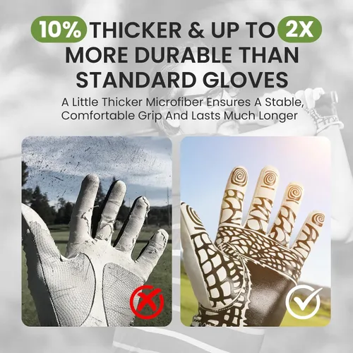 Miniatura 3 de FINGER TEN Men’s Golf Gloves Rain Grip with Silicone Palm Value 2 Pack, Glove with Ball Marker for Right/Left Handed Golfer, Anti-Slip Stylish All