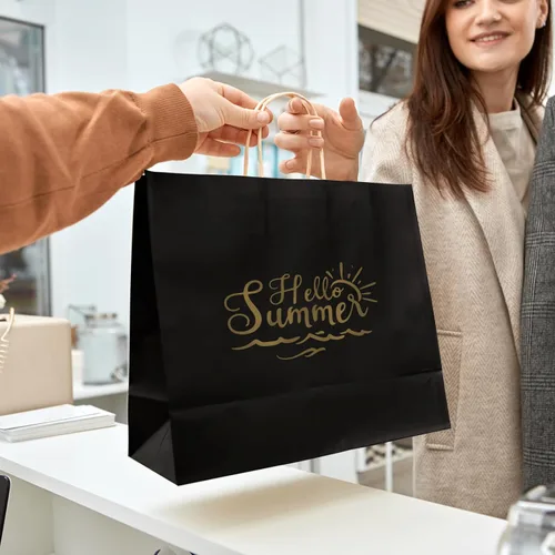 Miniatura 4 de 80 bolsas de papel negro de 16 x 6 x 12 pulgadas con asas a granel, bolsas de regalo grandes, bolsas de papel kraft grandes a granel para boutiques