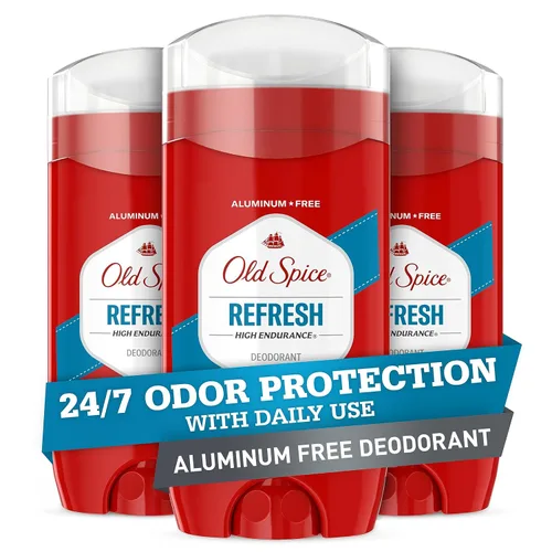 Old Spice Desodorante sin aluminio para hombres, High Endurance, defensa contra el sudor 24/7 y protección contra olores, frescura 24/7 y aroma