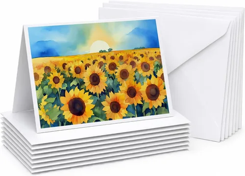 Miniatura 84 de Caroline's Treasures DAC1709GCA7P - Tarjetas de felicitación y sobres de arándanos de Texas en acuarela, paquete de 8 tarjetas en blanco con sobres