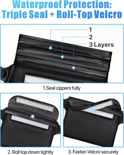 Miniatura 3 de F-color Riñonera impermeable – Cruise Essentials 2026 – Bolsa impermeable con correa ajustable en la cintura, bolsa seca enrollable con triple