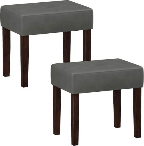 Miniatura 10 de EOSVALO Taburete de tocador de cuero, banco otomano rectangular de 18.7 pulgadas de ancho para sala de maquillaje, silla de tocador con patas