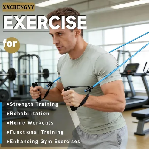 Miniatura 4 de 20 bandas de resistencia con asas para entrenamientos en casa, juego de bandas de ejercicio universales para terapia física y rehabilitación