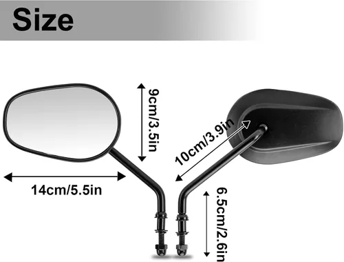 Miniatura 7 de LKV Espejos retrovisores para motocicleta, ajuste de 360 grados, espejos laterales de vástago largo para Harley Sportster Road King Softail Street
