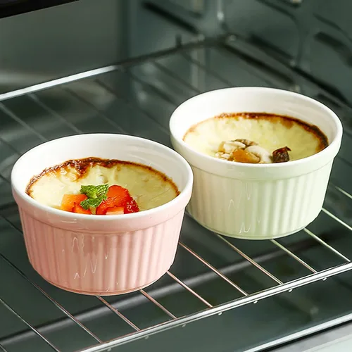 Miniatura 4 de Juego de 4 moldes de cerámica para hornear y postres, cuencos de porcelana aptos para horno para crema brulee, souffles, pudines y salsas, tazas