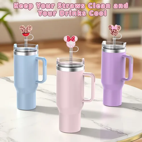 Miniatura 5 de 6 piezas de cubiertas para pajitas de vaso Stanley Cup Tumbler 30 oz / 40 oz, cubiertas para pajitas a prueba de fugas de 10 mm de silicona, lindas