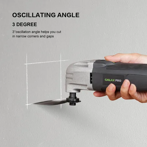 Miniatura 8 de GALAX PRO Multiherramienta oscilante 22000 OPM 2.0A, ángulo oscilante de 3 grados con 3 hojas de sierra, 1 placa de lijado de hoja semicírcula, 6