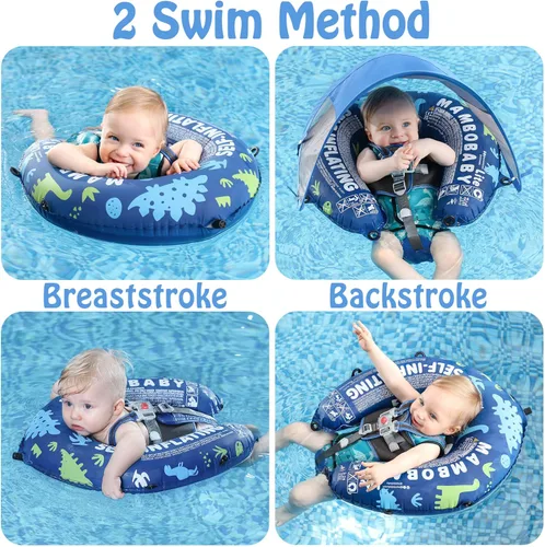 Miniatura 2 de Mambobaby Float - Flotador de natación para bebé autoinflable con toldo, flotador de piscina plegable comprimible para bebé, material suave Edición
