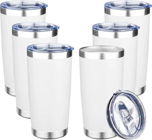 Miniatura 14 de Vaso de 20 onzas con tapa, taza de café de viaje de doble pared aislada al vacío, taza térmica de acero inoxidable con recubrimiento en polvo, vaso
