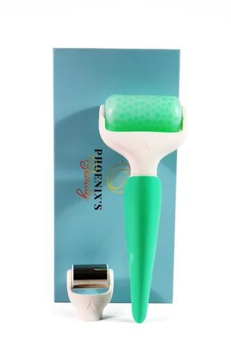 Phoenix's Beauty Rodillo de hielo para cara, ojos y cuello | Crioterapia | Rodillo facial 2 en 1 | Reducción de hinchazón y revitalización de la