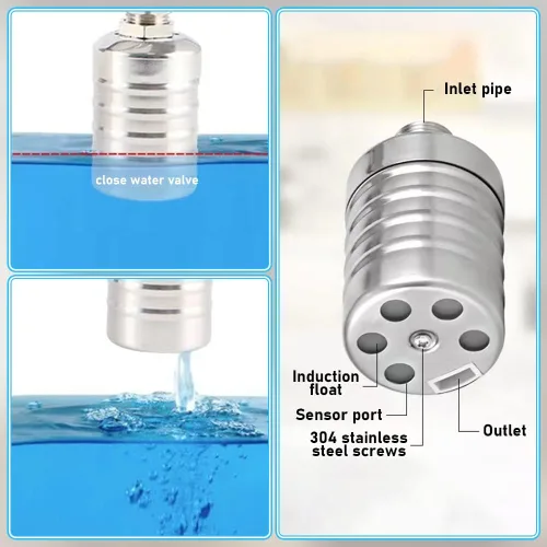 Miniatura 3 de Válvula de flotador de acero inoxidable 304 totalmente automático con control de nivel de agua, paquete de 2 mini válvulas de flotación de bola