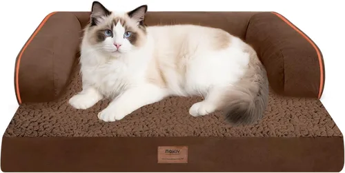 Miniatura 109 de Cama ortopédica impermeable para perros pequeños, cama para perros de tamaño mediano, cómoda cama para mascotas y gatos con lados, funda extraíble