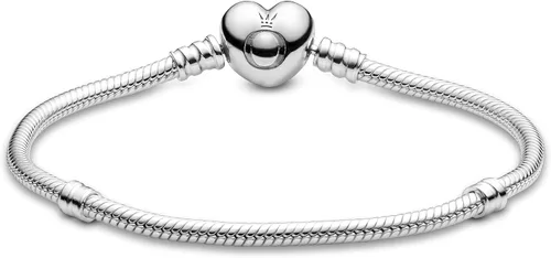 Miniatura 2 de Pandora 590719 Pulsera de plata esterlina con cierre de corazón, caja de regalo incluida, plata de ley, 39984-00