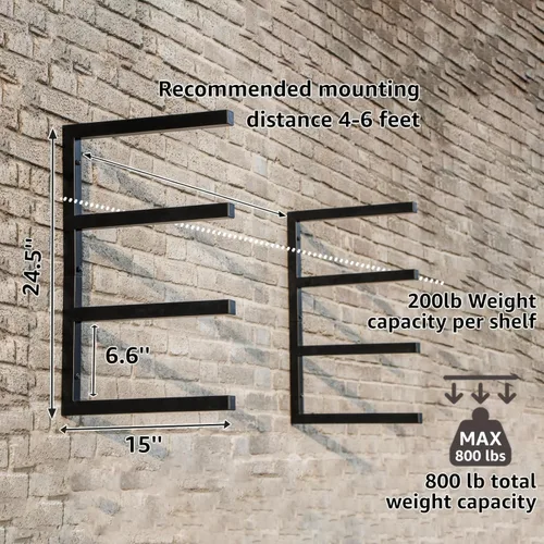 Miniatura 3 de Estantes de almacenamiento de madera para montar en la pared, adecuados para cobertizos, garajes y talleres, capaz de soportar 800 libras por nivel