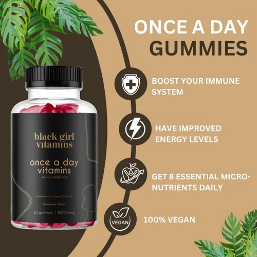 Miniatura 4 de Black Girl Vitamins Look Good Feel Good Bundle – Cabello, Piel y Uñas, Vitamina D3 2000UI y Multivitamínico de Una Vez al Día - Juego de Suplementos