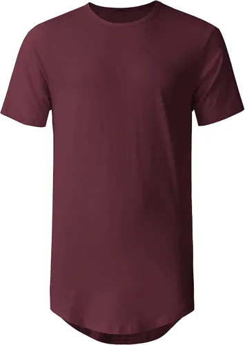 Miniatura 2 de Hat and Beyond Camiseta larga de alta calidad con dobladillo curvado para hombre
