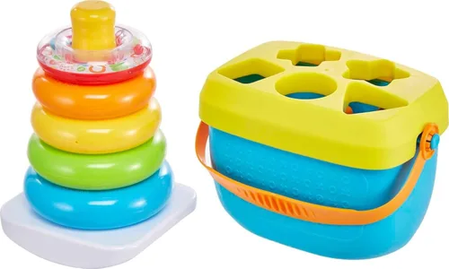 Fisher-Price Juego de bloques y juguete Rock-a-Stack para bebés, juego de 10 formas y anillos para apilar para el desarrollo, para niños de 6+ meses