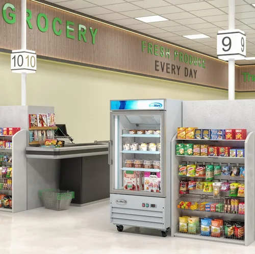 Miniatura 7 de KoolMore 66 cm. Refrigerador vertical comercial para exhibición con una puerta de vidrio blanco - 9 pies cúbicos (MDF-1GD-9C-WH)