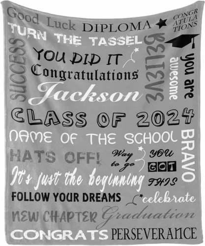 Miniatura 17 de Manta personalizada de graduación 2025 para regalo de graduación de graduado, nombre personalizado de graduado y manta escolar, manta suave y ligera