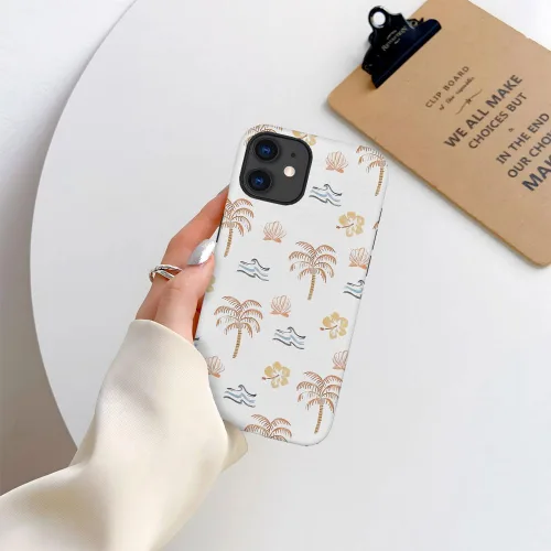 Miniatura 7 de Funda compatible con iPhone 11, resistente a arañazos, funda híbrida de 2 capas con carcasa dura, diseño de cocoteros de playa de verano