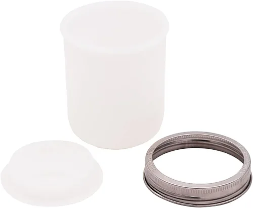 Miniatura 7 de Funda de silicona de boca ancha de 16 onzas con tapa de silicona a juego y banda de acero inoxidable para tarros Mason (gris carbón)