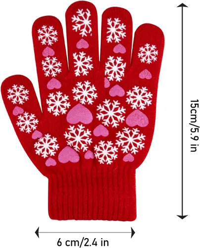 Miniatura 56 de Hicdaw 6 pares de guantes de invierno para niños, guantes de punto elásticos y cálidos para niños o niñas
