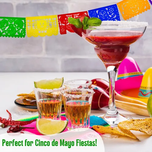 Miniatura 9 de Dia de los Muertos Papel Picado (PAPEL) – Decoración de fiesta del Día de Muertos (paquete de 4, 10 banderas por bandera) – Papel Picado Mexicano