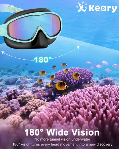 Miniatura 4 de Keary - Paquete de 2 gafas de natación para niños con cubierta nasal, anti-UV, antiempañamiento, para piscina y agua, para niños de 3 a 12 años