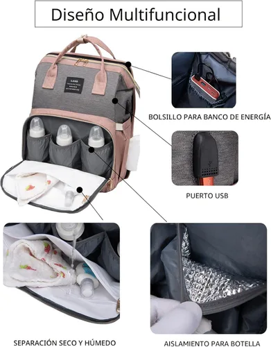 Miniatura 4 de Mochila de pañales azul para mamá: bolsas de bebé grandes con cambiador para niños pequeños, niñas, mujeres, papá, mamá, hombres, mochila de viaje