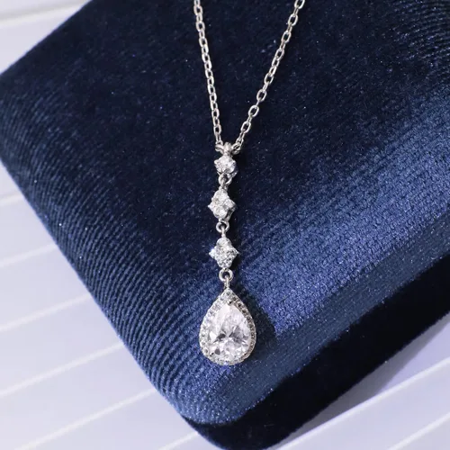 Miniatura 11 de TIANYU GEMS Collar con colgante de moissanita amarilla de 2 quilates para mujer, plata de ley chapada en oro amarillo de 18 quilates, pera amarilla