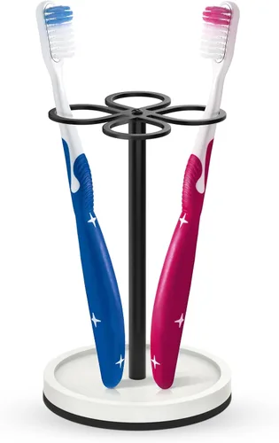 Luxspire Soporte para cepillos de dientes, organizador de cepillos de dientes de acero inoxidable con base de tierra de diatomeas, soporte para