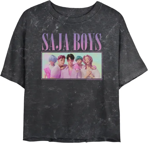 KPop Demon Hunters Juniors The Saja - Camiseta recortada para niños, color negro