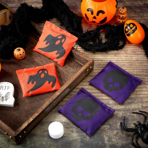 Miniatura 5 de Ceenna 12 bolsas de frijoles de Acción de Gracias, Halloween, calabaza, Cornhole, bolsas para lanzar juegos de Navidad, bolsas de frijoles de maíz