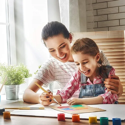 Miniatura 6 de Outus Taza de pintura pequeña con tapas, mini macetas de plástico vacías para pintura reutilizables, a prueba de derrames, para almacenamiento