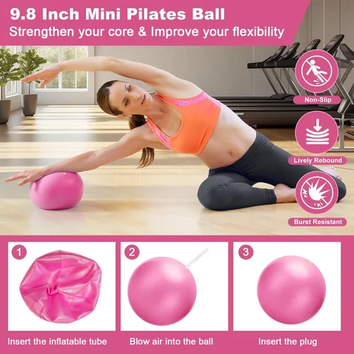 Miniatura 6 de Kit de pilates, equipo de pilates para entrenamiento en casa, juego de pilates para mujer con anillo de pilates de 13 pulgadas y bola, cinturón