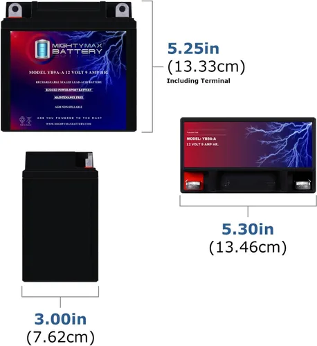 Miniatura 2 de Mighty Max Battery Reemplazo de batería YB9A-A 12V 9AH 130 CCA para Delco CB9A-A
