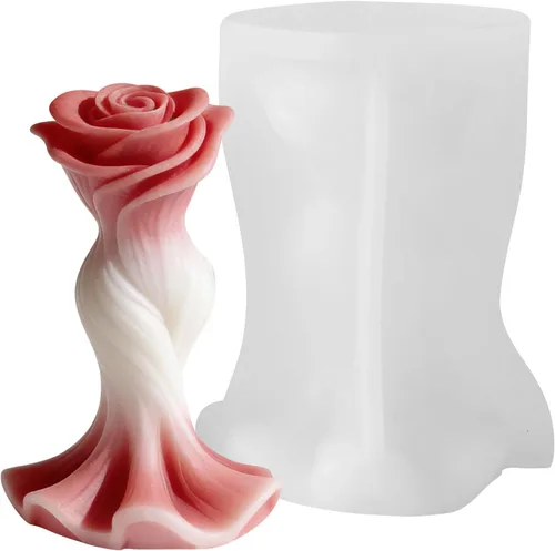 Miniatura 9 de Moldes de vela 3D de rosa y corazón, 2 moldes de silicona de San Valentín para jabones hechos a mano, regalos de velas, manualidades de resina, Mano
