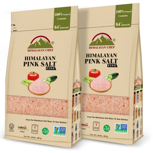 Miniatura 13 de Himalayan Chef - Sal rosa del Himalaya, grano fino, bolsa a granel de 5 libras - Kosher y vegana, 100% natural y pura de cristal gourmet - Contiene