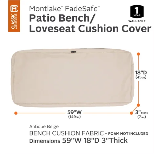 Miniatura 2 de Classic Accessories, Montlake - Funda para cojín de banco o sofá de dos puestos de exteriores y patio, tela resistente al agua, 59x18x3 pulgadas